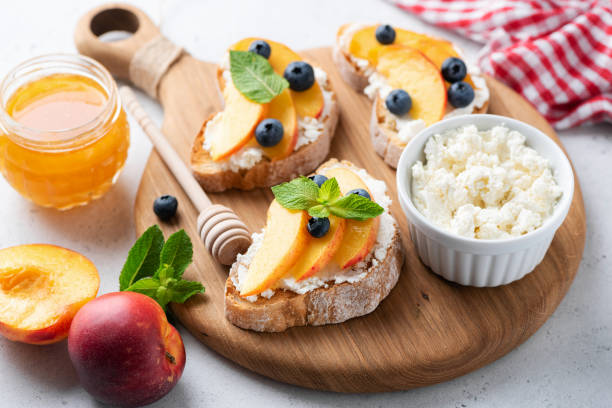 istock Fruit and ricotta cheese bruschetta 1160630975