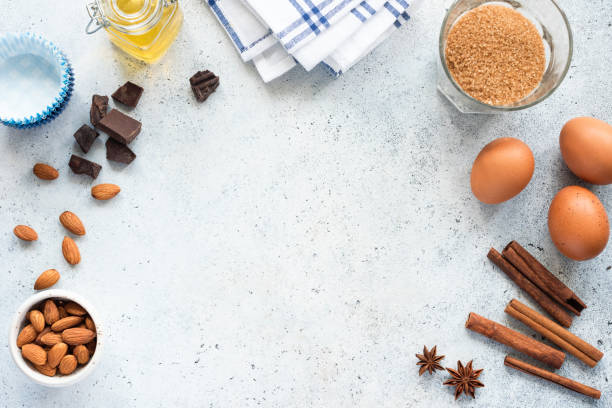 składniki do pieczenia i przyprawy na tle, skład ramy - anise baked biscuit brown zdjęcia i obrazy z banku zdjęć