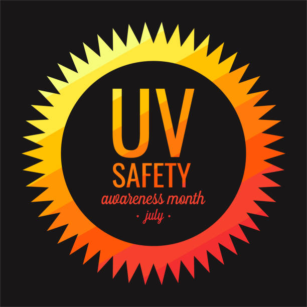 UV safety awareness UV safety awareness month card or background. vector illustration. uv light stock illustrations