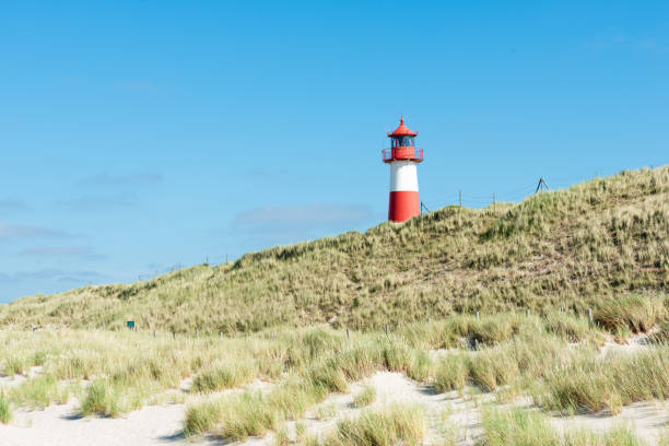 istock Lighthouse red white on dune. Sylt island – North Germany. 1160632444