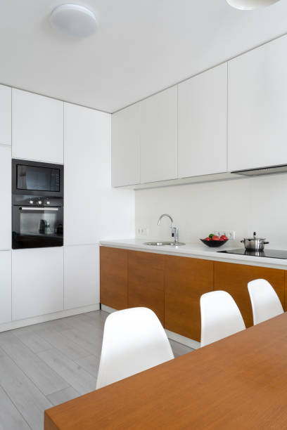 istock White modern kitchen room with modern interior in cozy flat 1160634593