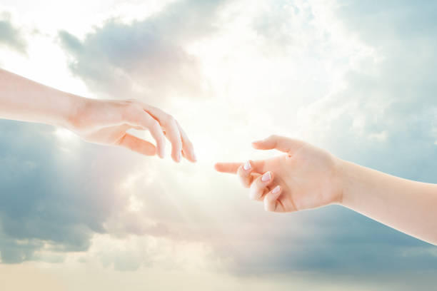 Hands and heaven. Helping, giving and taking hand