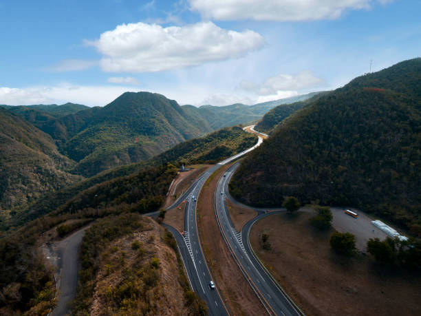 Highway through the central mountain range in Puerto Rico