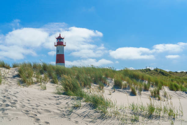 istock Lighthouse red white on dune. Sylt island – North Germany. 1160635098
