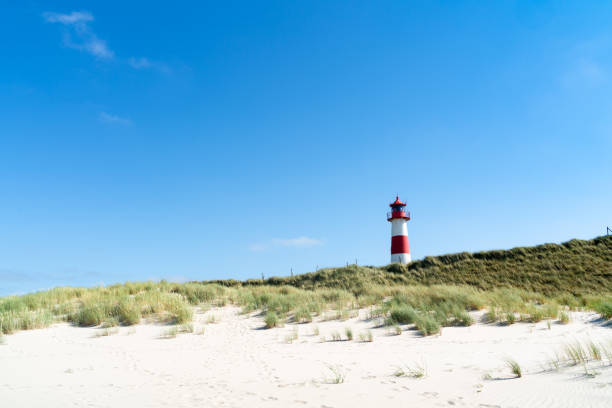 istock Lighthouse red white on dune. Sylt island – North Germany. 1160635306