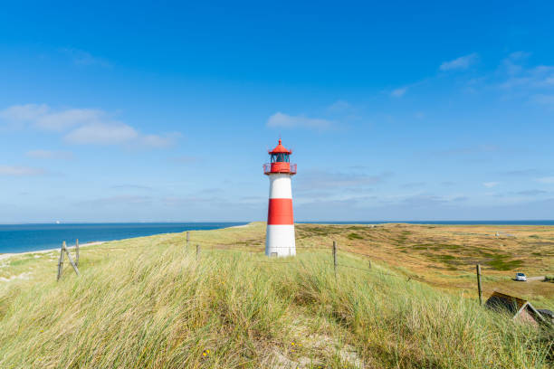 istock Lighthouse red white on dune. Sylt island – North Germany. 1160635527