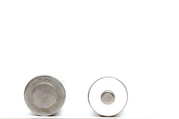 istock Close up grey AA batteries over white background with clipping path 1160636659