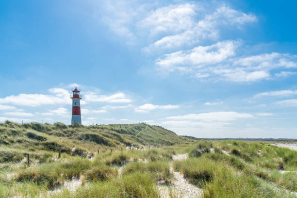 istock Lighthouse red white on dune. Sylt island – North Germany. 1160636692