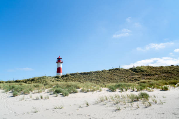 istock Lighthouse red white on dune. Sylt island – North Germany. 1160636750