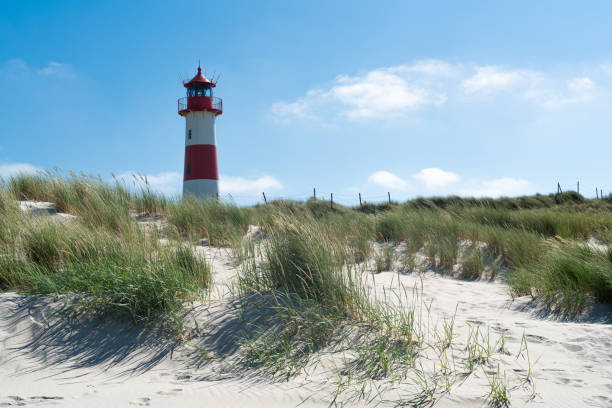 istock Lighthouse red white on dune. Sylt island – North Germany. 1160637577