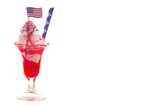 Ice Cream Sundae with an American Flag a Great Dessert for a Fourth of July Picnic