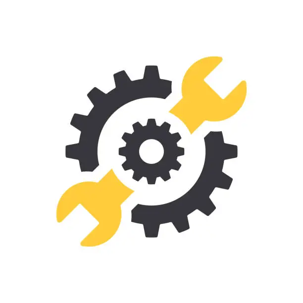 Vector illustration of Repair icon. Wrench and gears. Spanner and cog, cogwheel. Vector Illustration