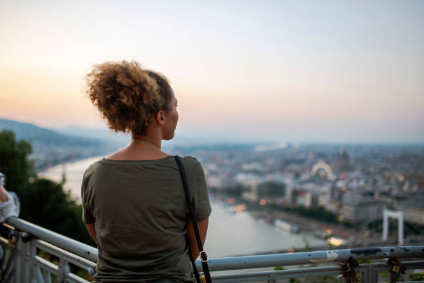 istock Woman looking at view in Budapest 1160640219