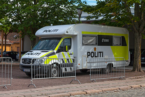 Oslo, Norway - June 26 2019: Recreational vehicle used by the police.