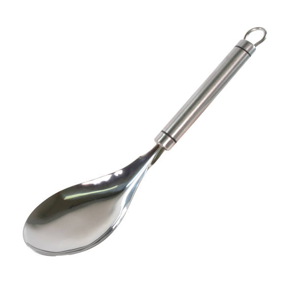 istock Stainless steel kitchen rice spoon isolated on white background. 1160642734