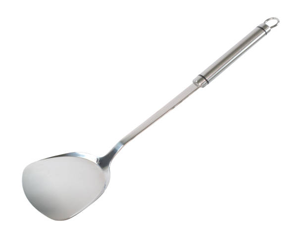 istock Stainless steel kitchen wok spatula isolated on white background. 1160642743
