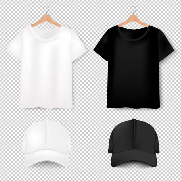 istock Front Views Of T-shirt And Baseball Cap On Transparent Background 1160649325