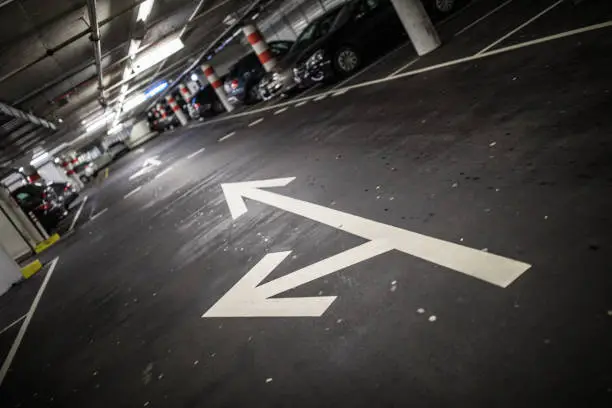 Underground parking/garage (shallow DOF; color toned image)