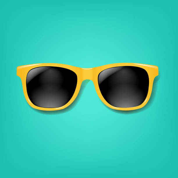 ilustraciones, imágenes clip art, dibujos animados e iconos de stock de gafas de sol amarillas con fondo de menta - gafas de sol