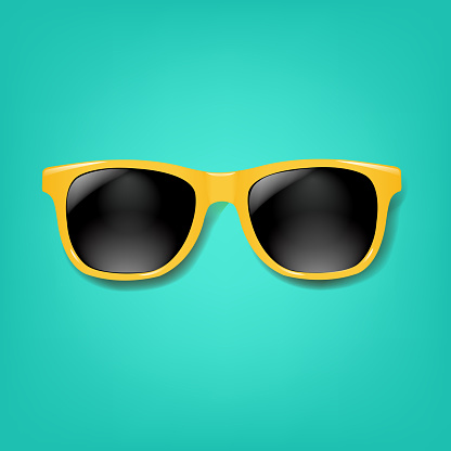 Yellow Sunglasses With Mint background With Gradient Mesh, Vector Illustration