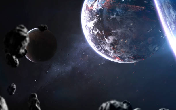 istock Cold blue planets, awesome science fiction wallpaper, cosmic landscape. Elements of this image furnished by NASA 1160659460