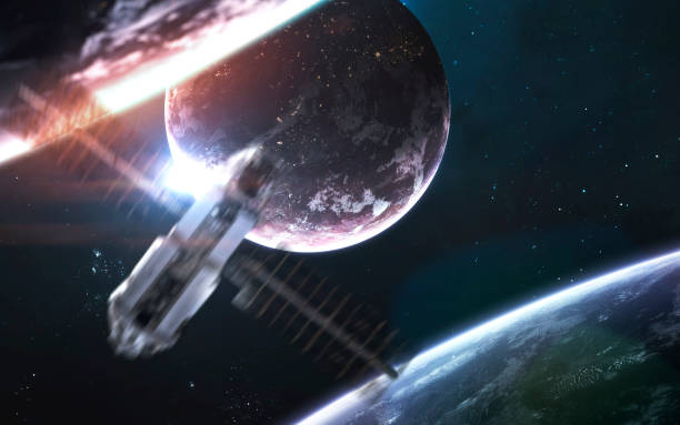 istock Deep space planets and spacecraft, awesome science fiction wallpaper, cosmic landscape. Elements of this image furnished by NASA 1160659479
