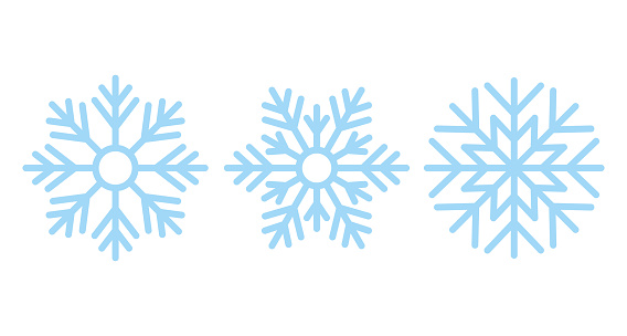 Snowflake. Vector. Christmas icon. Freeze snow. Holiday symbols isolated on white background in flat design. Cartoon color illustration.