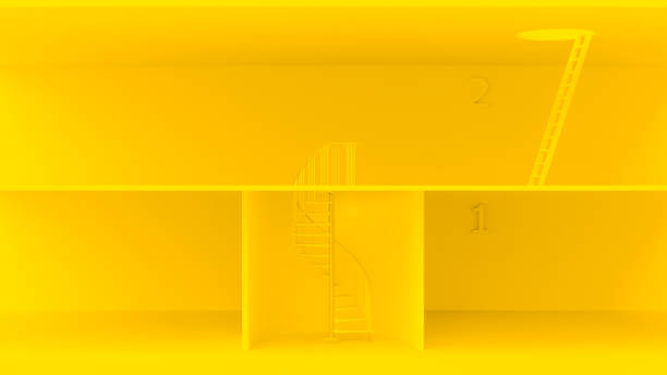 istock Yellow ladders with different characteristics Used for climbing up to compete Usurpation. 1160664540