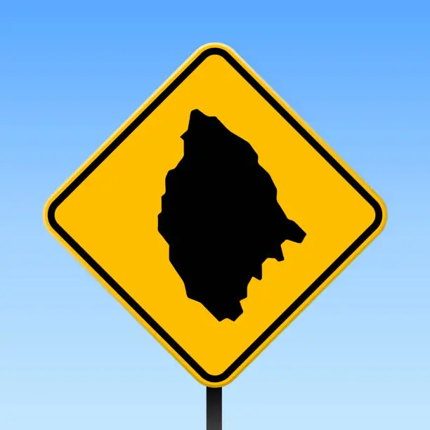 Vector illustration of La Digue map on road sign.