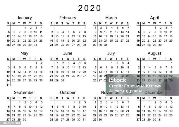 Week 45 2020 Calendar 2020 Week Starts On Sunday Stock Illustration - Download Image ...