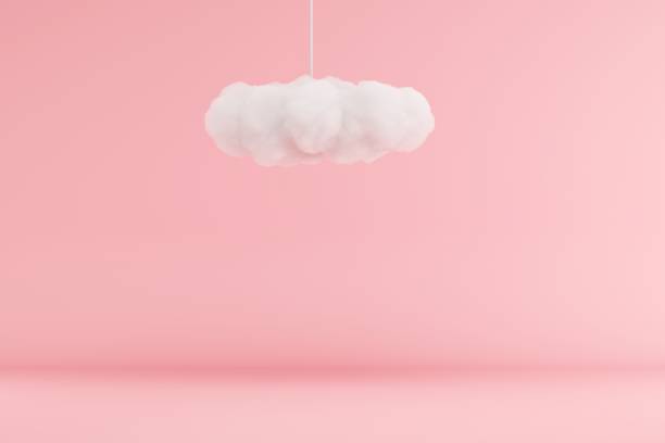 istock Cloud Hanging on pink room background. minimal idea concept. 3D render. 1160682241