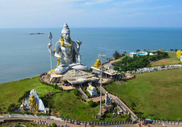 India, the state of Karnataka, the city of Murdeshwar. The statue of Shiva is 123 feet high