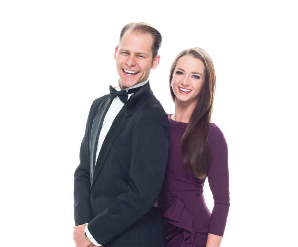 istock Handsome man with beautiful woman on white background 1160693614