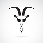 istock Vector of goat head wearing sunglasses on white background. Wild Animals. Easy editable layered vector illustration. 1160694937