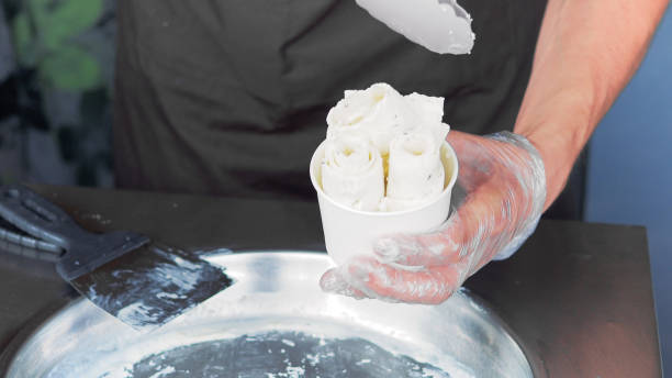 istock Making rolled ice cream,stir-fried ice cream rolls 1160697557