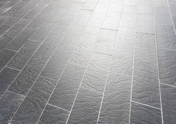istock Slate stone flooring outside a house. 1160698621