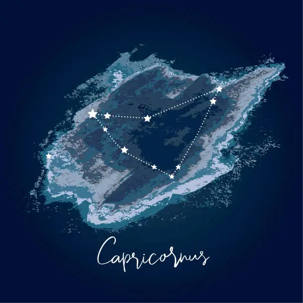 Vector illustration of Modern Night Sky Constellation - Capricornus