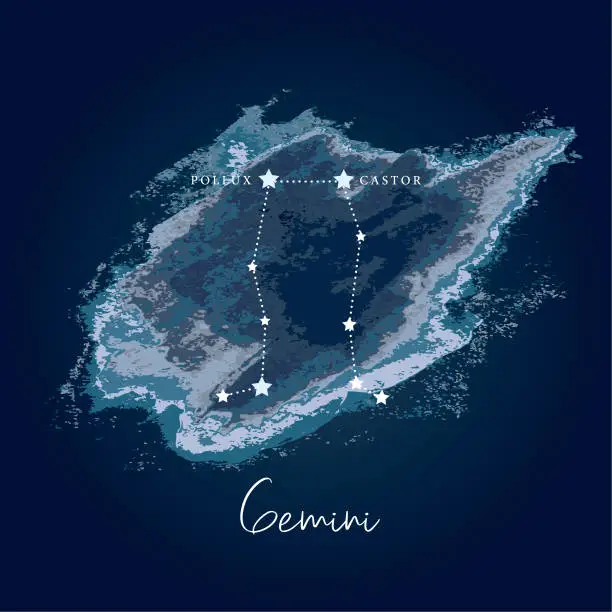 Vector illustration of Modern Night Sky Constellation - Gemini