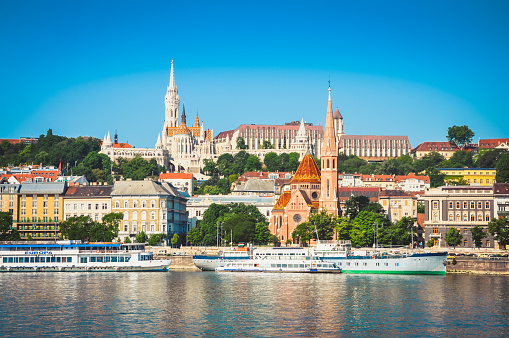 Urban landscape of Budabest city. Danube river. Hungary