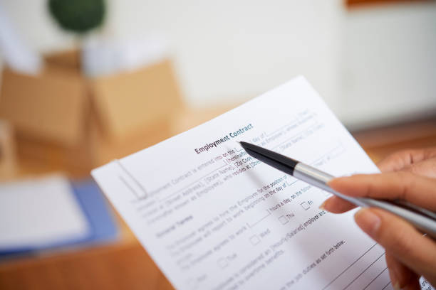 istock Business lady checking employment contract 1160699302