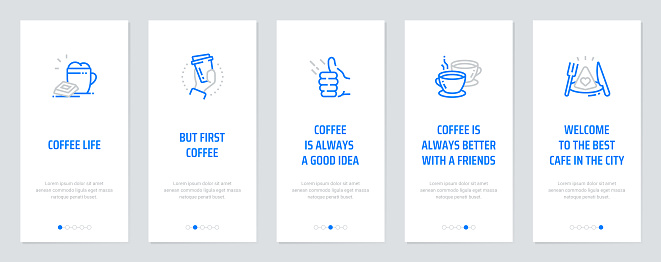 Coffee life, But first, coffee, Coffee is always a good idea, Coffee is always better with a friends, Welcome to the best cafe in the city. Template for website design.