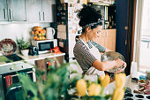 Woman baking muffins