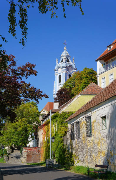 istock Durnstein houses and abbey tower 1160703372