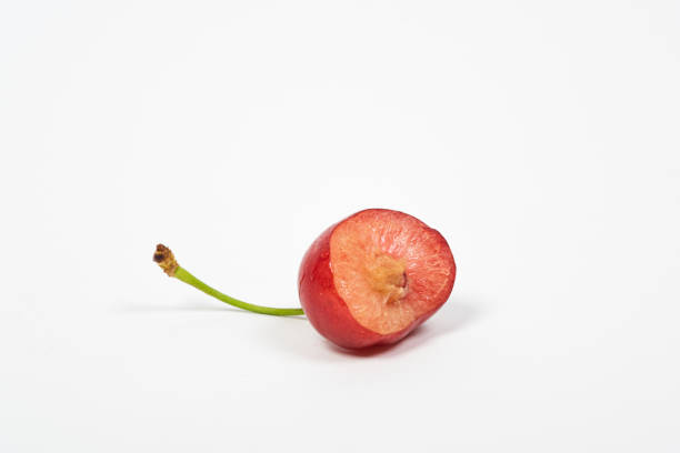 istock Half eaten sweet cherry, Prunus avium. 1160703406