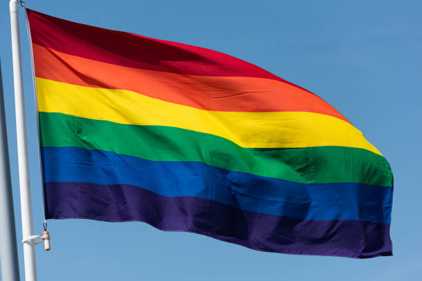istock Rainbow flag waving in the breeze. 1160703435