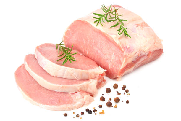istock Raw pork meat isolated on white background 1160703603