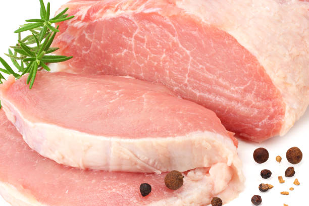 istock Raw pork meat isolated on white background 1160703616