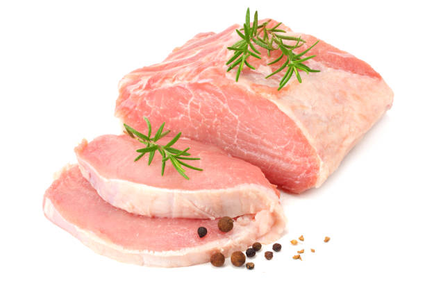 istock Raw pork meat isolated on white background 1160703619
