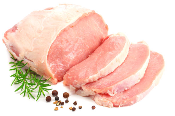 istock Raw pork meat isolated on white background 1160703632