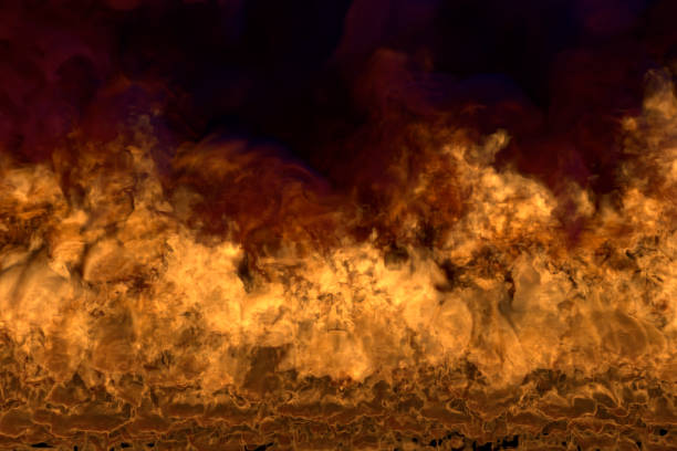 istock melting fire on black background, flaming frame with dense smoke - fire from picture corners - fire 3D illustration 1160703733